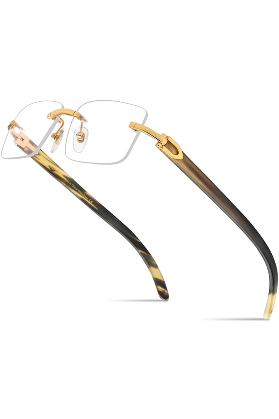 100% Really Buffalo Horn Handmade Glasses Frame,Square Rimless Buffs Eyeglasses 907