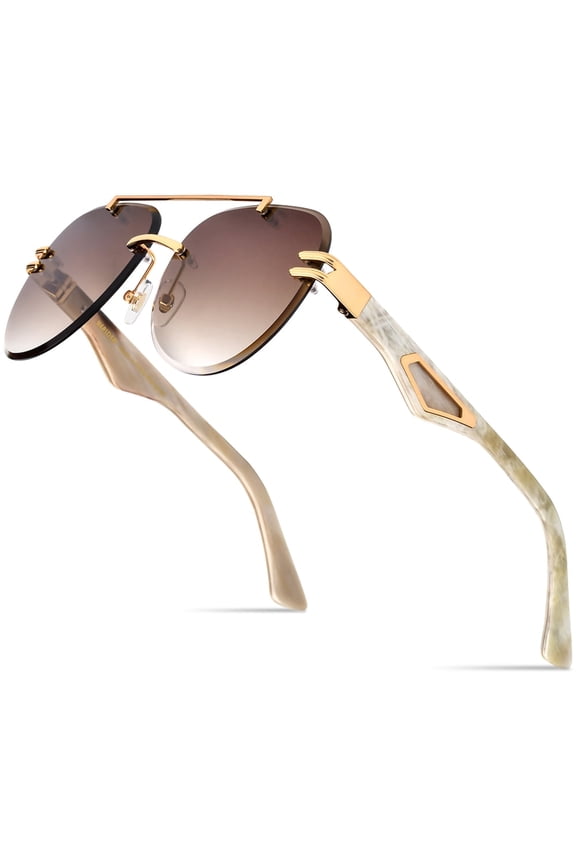 100% Really Buffalo Horn Sunglasses for Men Rimless Oversize Aviator Square Sun Glasses 0039