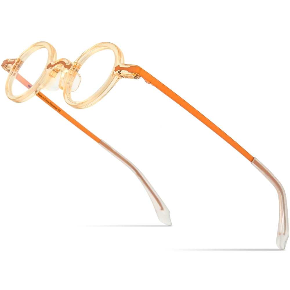 HEPIDEM Acetate Glasses Frame Alloy Temple Men Small Retro Round ...