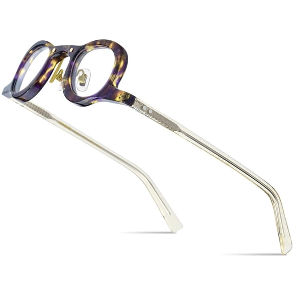 HEPIDEM Acetate Glasses Frame Men,Cat Eye Oval Optical Eyeglasses Vintage Retro Eyewear ( Clear Flower )