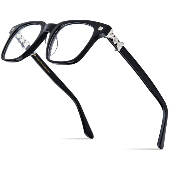 HEPIDEM Acetate Glasses Frame Men Square Eyeglasses Optical Spectacles ( 9395 Black )