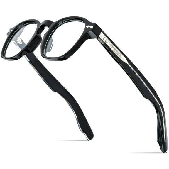 HEPIDEM Acetate Glasses Frame Men Women Square Eyeglasses Optical Spectacles MZEPH (MZEPH Black Silver C1)