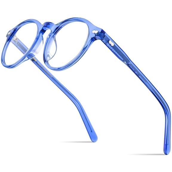 HEPIDEM Acetate Vintage Glasses Frame, Classic Round Spectacles for Men and Women ( 9401Blue Mid 46mm )