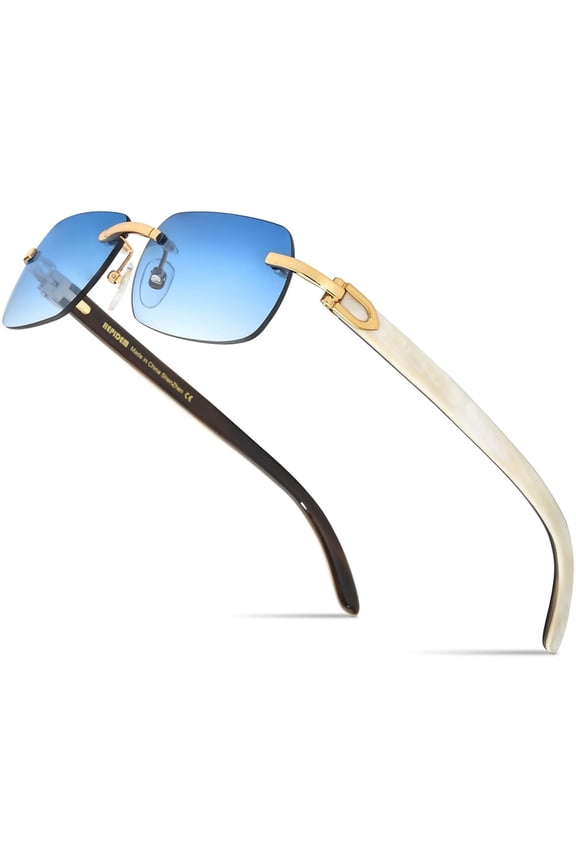 Buffalo Horn Handmade Sun Glasses Square Rimless Luxury Sunglasses 0816