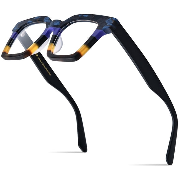 HEPIDEM Matte Multicolor Acetate Glasses Frame Men Vintage Square Eyeglasses Optical Spectacles ( 9371 Purple )