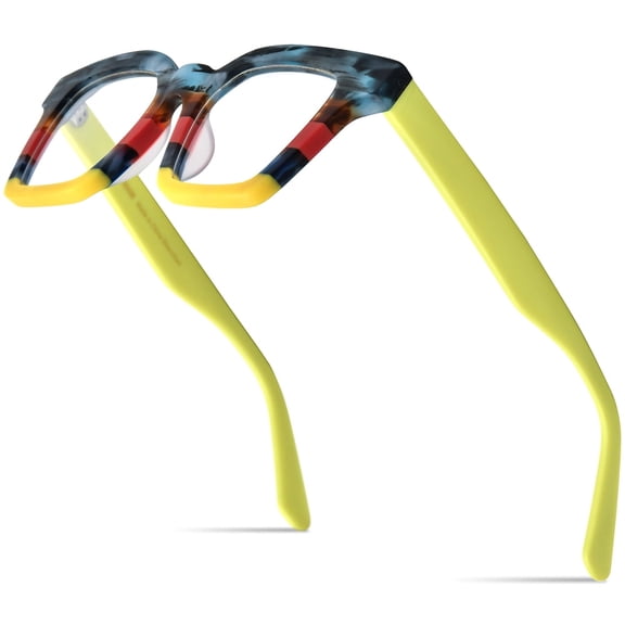 HEPIDEM Matte Multicolor Acetate Glasses Frame Men Vintage Square Eyeglasses Optical Spectacles ( 9371  Red )