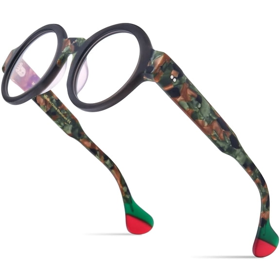 HEPIDEM Multicolor Acetate Glasses Frame Men Oversize Vintage Round Eyeglasses Optical Spectacles ( 9271 Matte Blue )