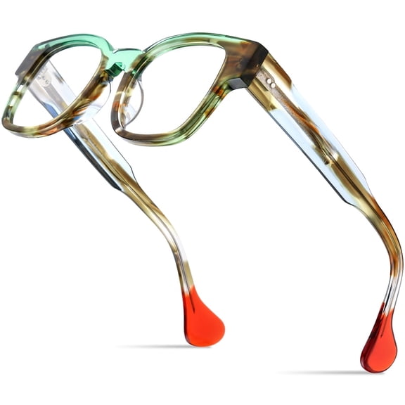 HEPIDEM Multicolor Acetate Glasses Frame Men Oversize Vintage Square Eyeglasses Optical Spectacles (9357 Green)