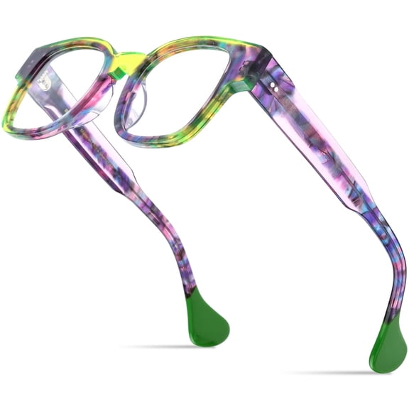 HEPIDEM Multicolor Acetate Glasses Frame Men Oversize Vintage Square Eyeglasses Optical Spectacles (9357 Purple)