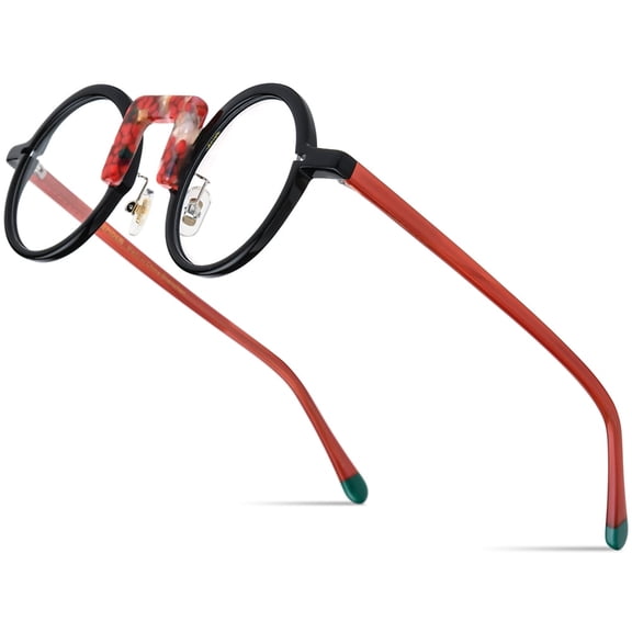 HEPIDEM Multicolor Acetate Glasses Frame Men Round Eyeglasses Optical Spectacles ( 9382 Red )