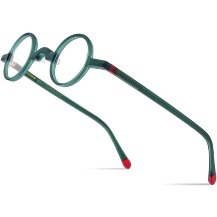 HEPIDEM Multicolor Acetate Glasses Frame Men,Small Round Vintage Retro Optical Eyeglasses ( 9266 Matte Green )