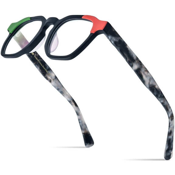 HEPIDEM Multicolor Acetate Glasses Frame Men Vintage Square Eyeglasses Optical Spectacles ( 9284 Matte Black )