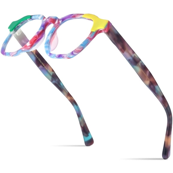 HEPIDEM Multicolor Acetate Glasses Frame Men Vintage Square Eyeglasses Optical Spectacles ( 9284 Matte Color )