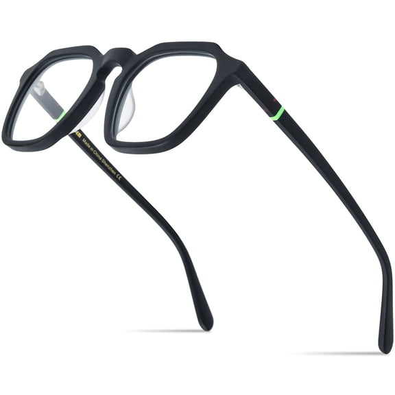 HEPIDEM Multicolor Acetate Glasses Frame Men Vintage Square Eyeglasses Optical Spectacles (9292 Matte Black)