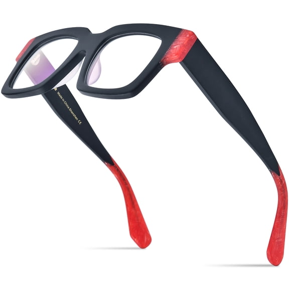 HEPIDEM Multicolor Acetate Glasses Frame Women Big Oversize Eyeglasses Spectacles Eyewear (9288 Matte Black)