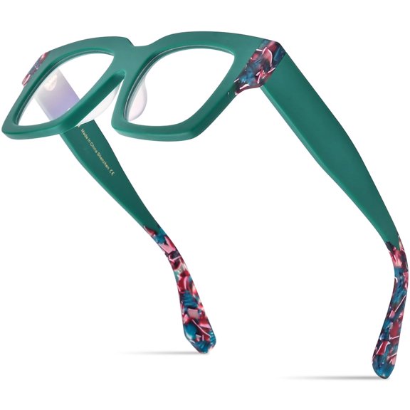 HEPIDEM Multicolor Acetate Glasses Frame Women Big Oversize Eyeglasses  Spectacles Eyewear (9288 Matte Green)