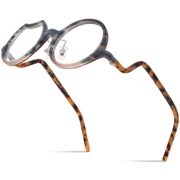 HEPIDEM Multicolor Acetate Glasses Frame Women,Round Vintage Retro Optical Eyeglasses (9285 Matte Leopard)