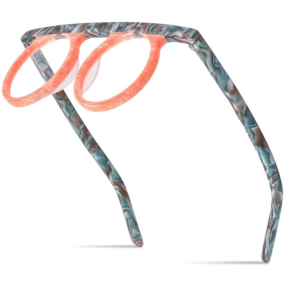 HEPIDEM Multicolor Acetate Glasses Frame Women,Round Vintage Retro Optical Eyeglasses (9339 Matte Orange)