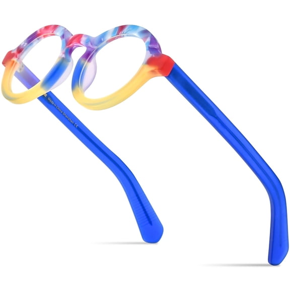 HEPIDEM Multicolor Acetate Glasses Frame Women Vintage Round Eyeglasses Optical Spectacles ( 9272 Matte Color )