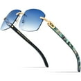 thumbnail image 1 of HEPIDEM Really Buffalo Horn Sun Glasses Natural Mussel Shell Rimless Buffs Sunglasses 706, 1 of 8