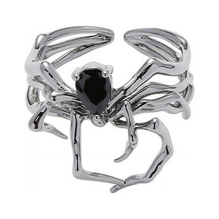 HEQU Cool Gothic Rings Set for Women Men Girls, Vintage Silver Goth Punk  Rings Bulk, Chunky Grunge Rings Spider Web Ring