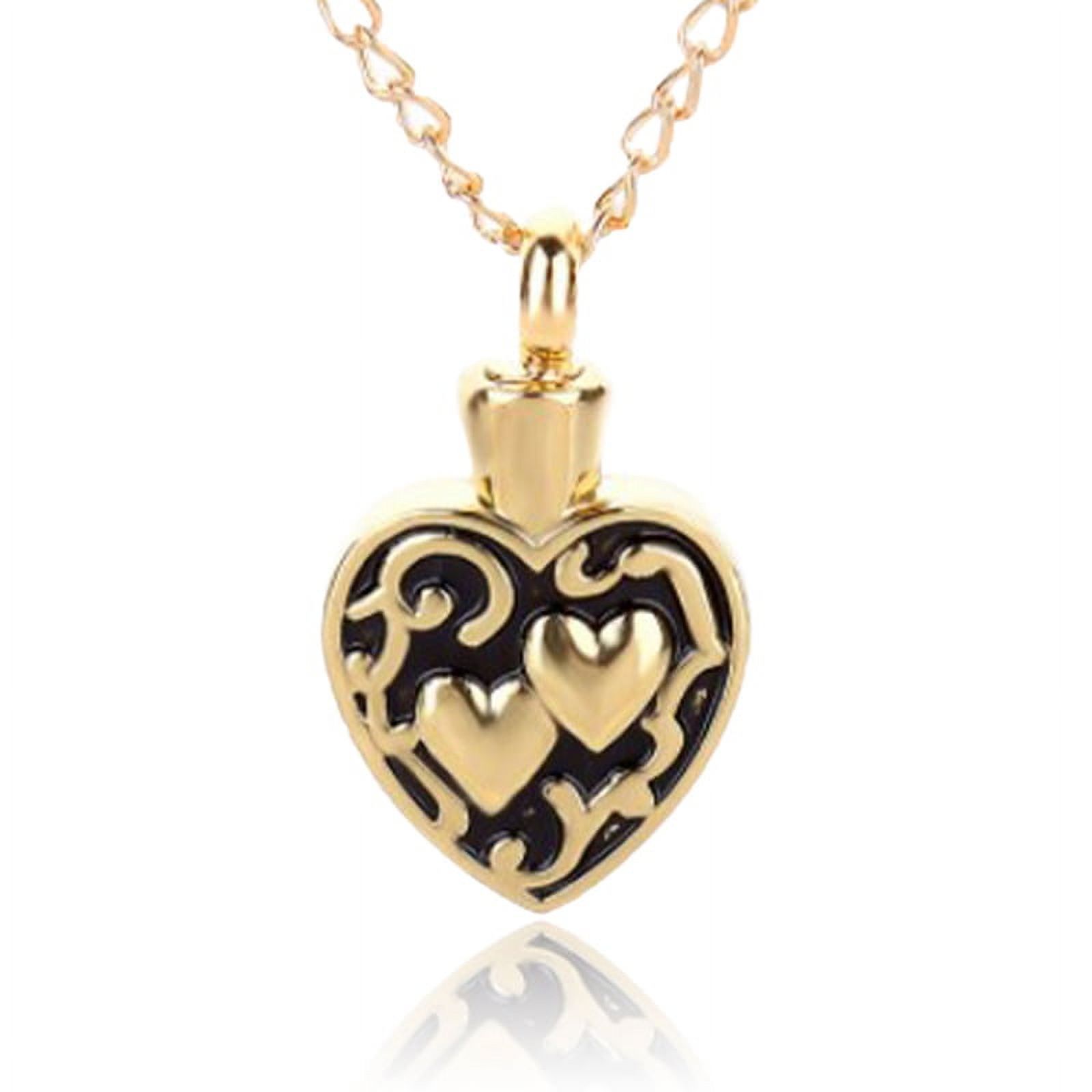 HEQU Cremation Ash Jewelry Heart Urn Necklace Memorial Heart Pendant