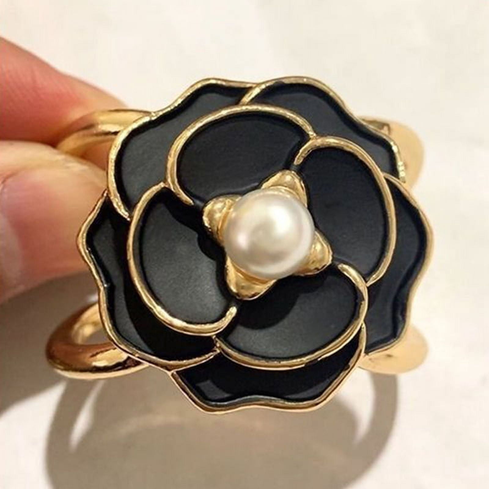  Elegant Camellia Flower Scarf Ring Buckle Metal