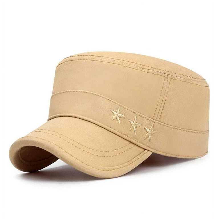 HEQU Men Cap Summer Autumn Casual Cadet Hat Washed Cotton Flat Top Caps  Female Vintage Army Hats Bone Man Cap