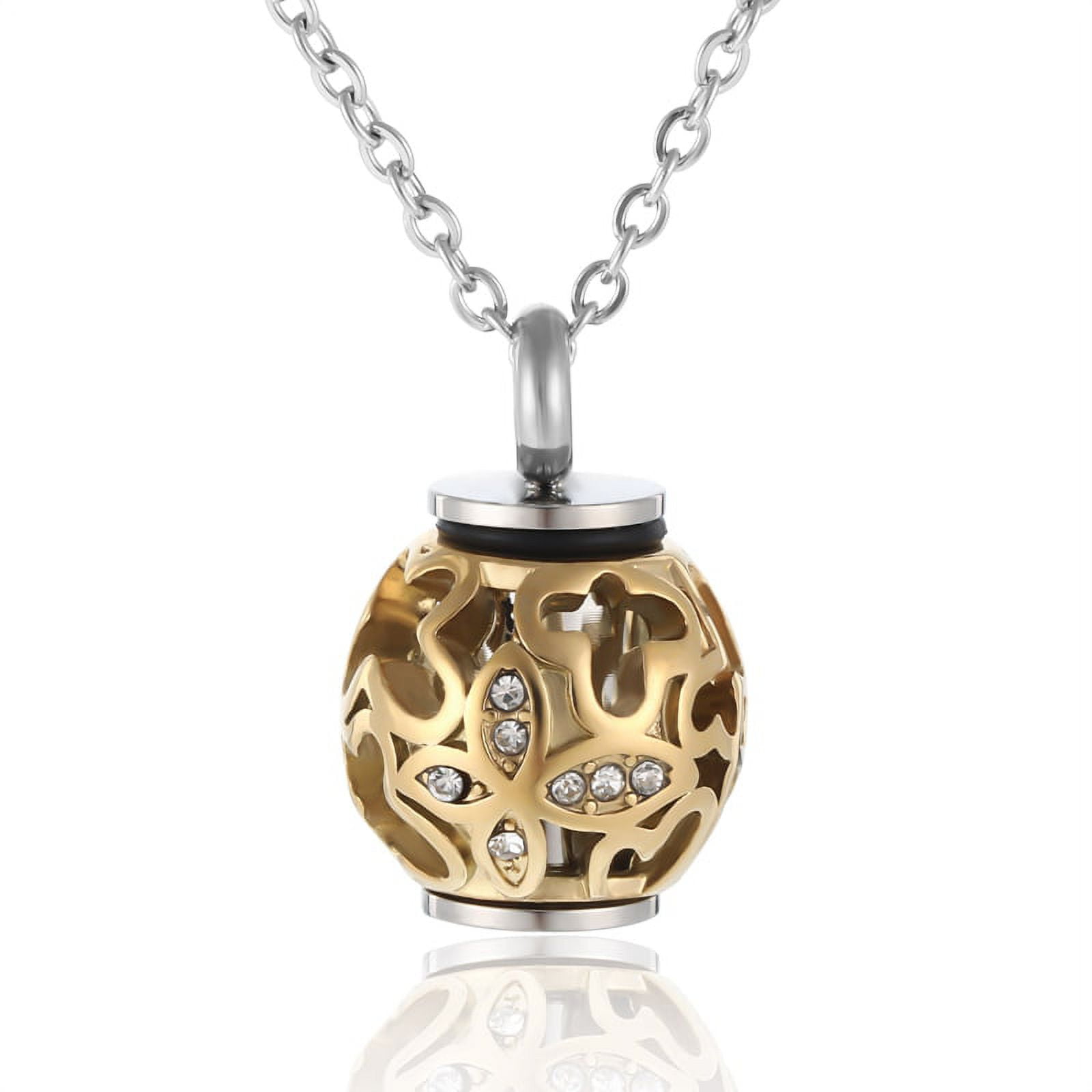 HEQU Vintage Hollow Flower Urn Necklace for Ashes Always in my