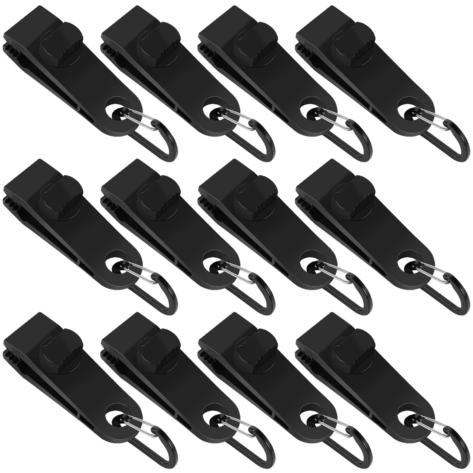 HEQUSIGNS 12Pcs Black Tarp Clamps, Heavy Duty Lock Grip, Tent Snap