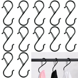 ESFUN 30 Pack Heavy Duty S Hooks Black Steel S Shaped Hooks for Hanging Pans Pots Plants Bags Towels Kitchen Hooks Hanger, Large 3.5 inch