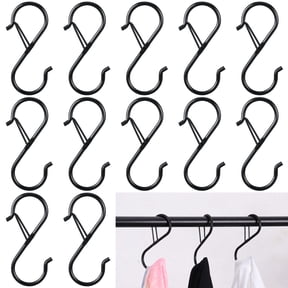 HEQUSIGNS 12Pcs Heavy Duty Rustproof Safety Buckle Design S Hook, Black S Hooks for Kitchen Utensil and Closet Rod, Hanging Plants, Pots and Pans, Bathroom, Bags(Black)