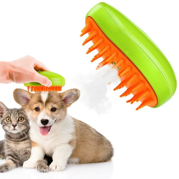 HEQUSIGNS 3 In1 Cat Steamy Brush, Self Cleaning Steam Cat Brush with USB Rechargeable Cat Steam Brush Efficient Cat Steamer Brush for Massage Removing Tangled Loose Hair(Green)