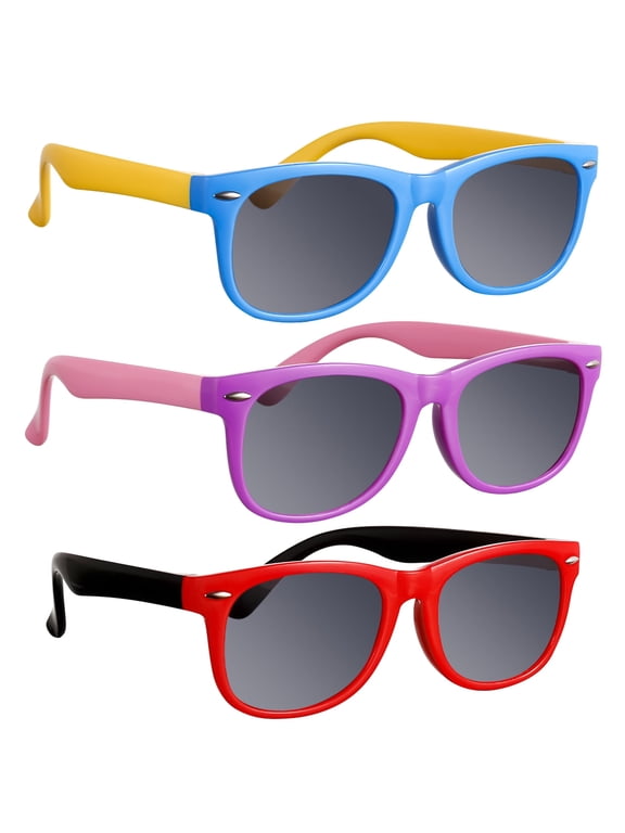 3 Pack Kids Polarized Sunglasses, Polarized Eyewear TPEE Rubber Flexible Frame for Boys Girls Age 3 - 10