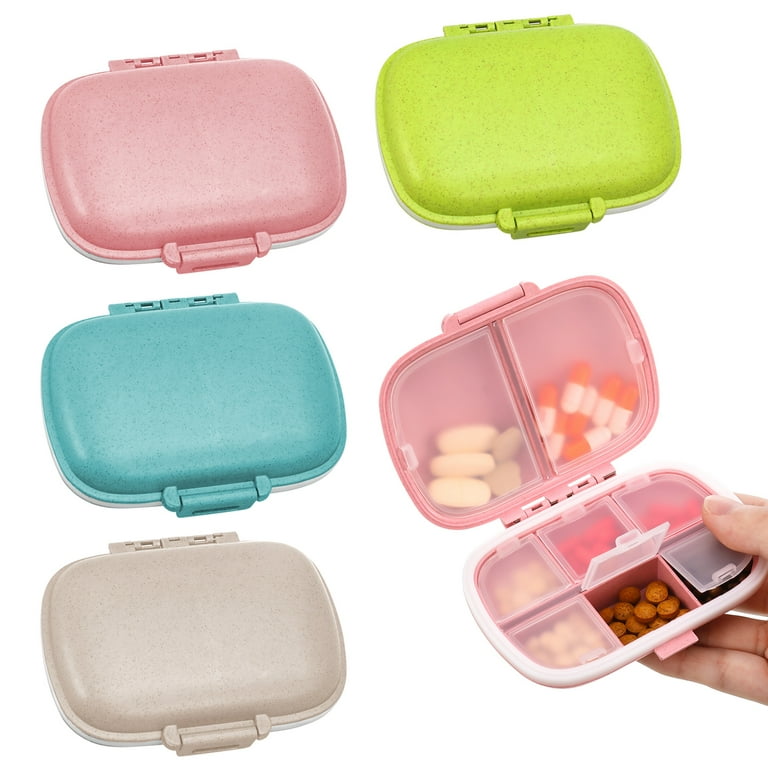 2 Pack 3 Compartment Small Pill Box, Moisture Proof Pill Case, Travel Pill  Organizer for Pocket Purse, Daily Portable Medicine Vitamin Box, Fish Oil