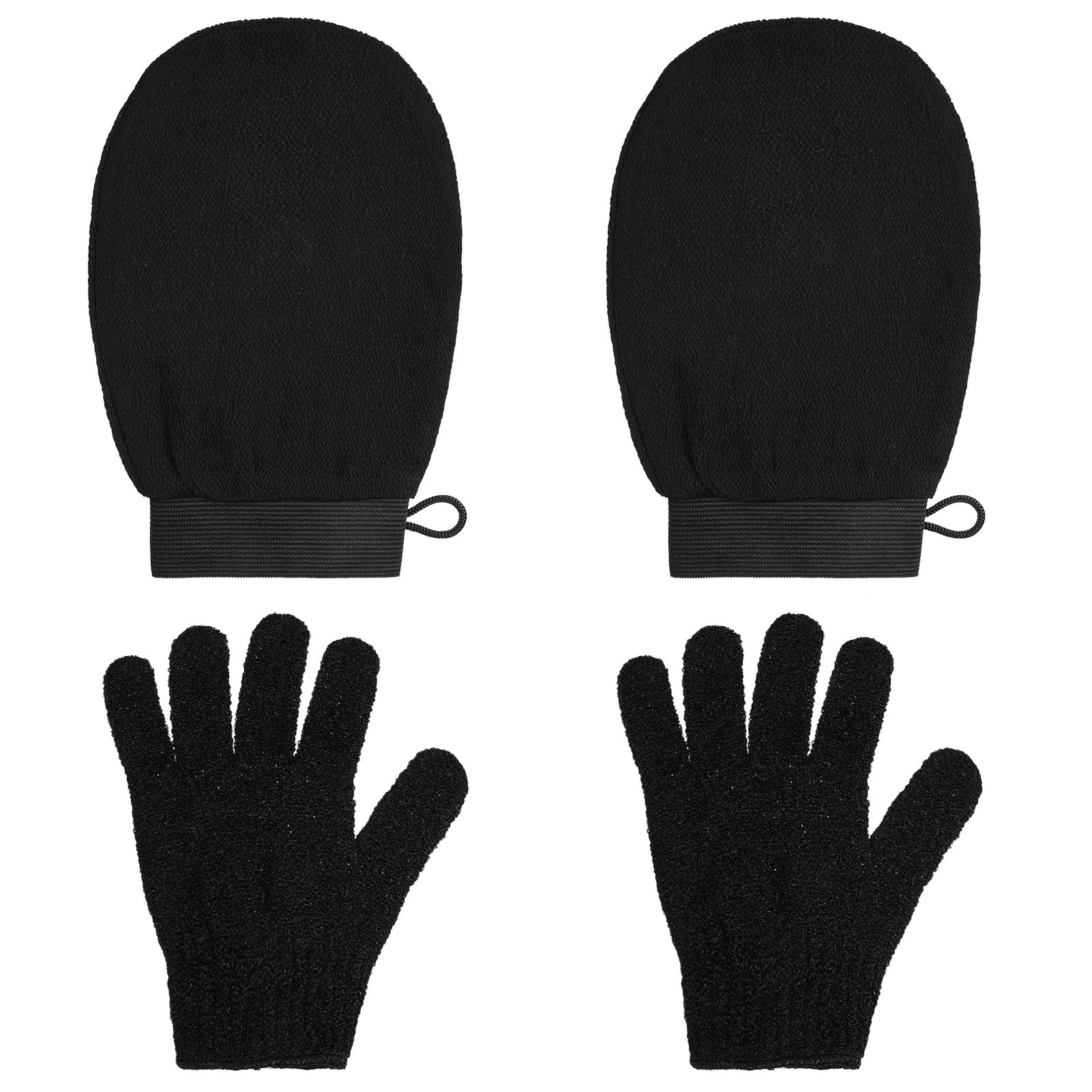 HEQUSIGNS 4 Pcs Bath Exfoliating Gloves for Shower, 100 Nylon Fibers