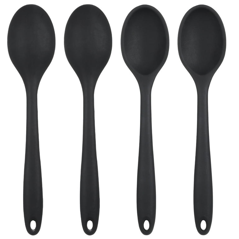 HEQUSIGNS 4 Pcs Silicone Mixing Spoons Set, Kitchen Nonstick Serving Spoons  for Kitchen Utensil Cooking Baking