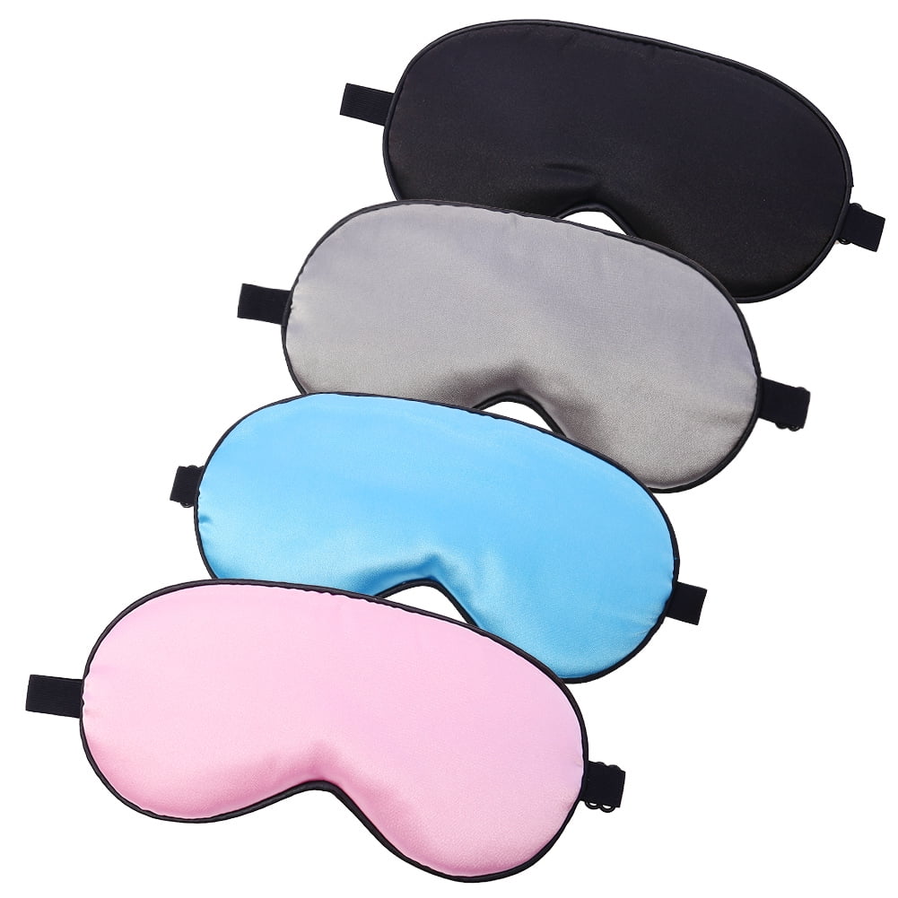 HEQUSIGNS 4Pcs Silk Sleep Eye Mask, Blackout Eye Mask for Sleeping With  Adjustable Strap, Comfortable Soft Night Blindfold for Women Men Kids(Blue)  