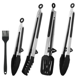 4 Pack Silicone Kitchen Cooking Tongs Set, Stainless Steel Nonstick Food  Tong with BPA Free Silicone Tips for Serving Pasta Spaghetti Steak Pie  Pizza