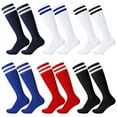 thumbnail image 1 of HEQUSIGNS 6 Pairs Kids Soccer Socks, Youth Knee Socks, Unisex Anti-slip Breathable Toddler Knee Socks, Towel Bottom Football Socks for Children Aged 5-12 to Playing Sports, 1 of 7
