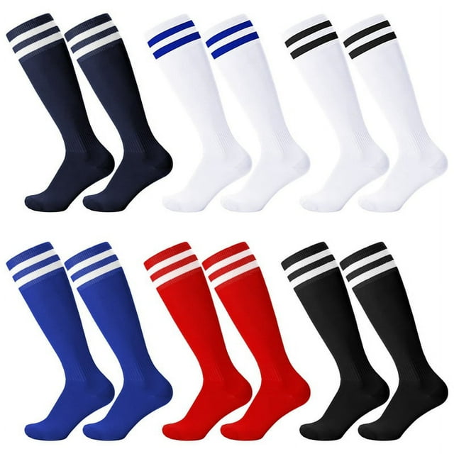 HEQUSIGNS 6 Pairs Kids Soccer Socks, Youth Knee Socks, Unisex Anti-slip ...