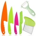 HEQUSIGNS 6 Pcs Kids Safe Knife Set, Wooden & Plastic Kitchen Tools