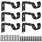 HEQUSIGNS 6 pcs Adjustable Curtain Rod Bracket - Heavy Duty Curtain Rod Holders, Wall Mounted Curtain Rod Hooks Hangers for Window, Bedroom, Home Curtain Rods, Drapery RodSingle Row
