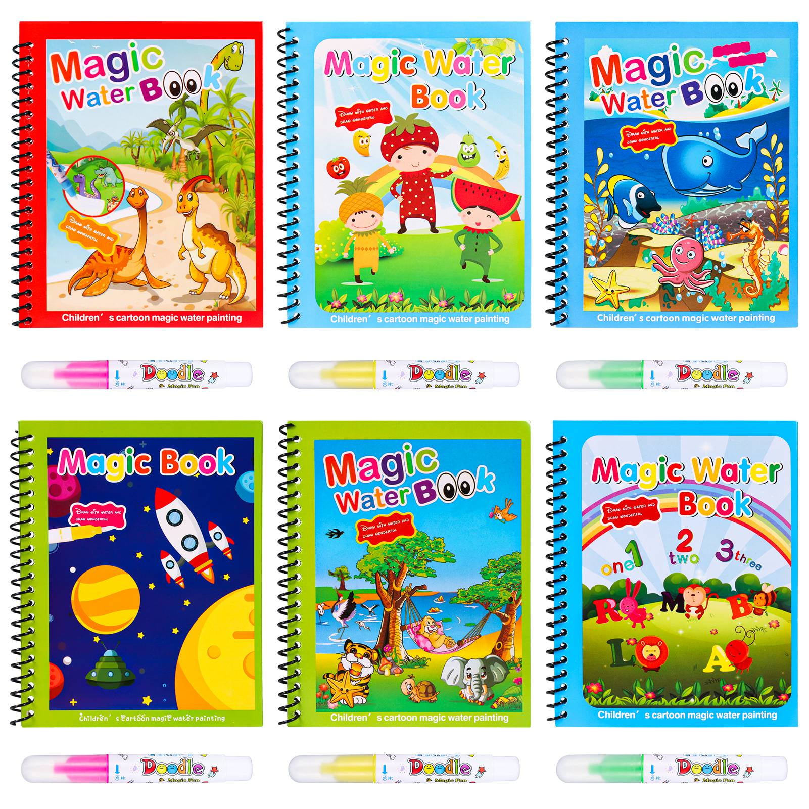 6 Types Magic Water Drawing Books Doodle Books Painting Board Drawing Toys  Educational Toys for Kids Xmas Gift