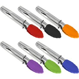 Farberware Stainless Steel Mini Locking Tongs with Silicone Tips, 2 Count,  in Assorted Colors