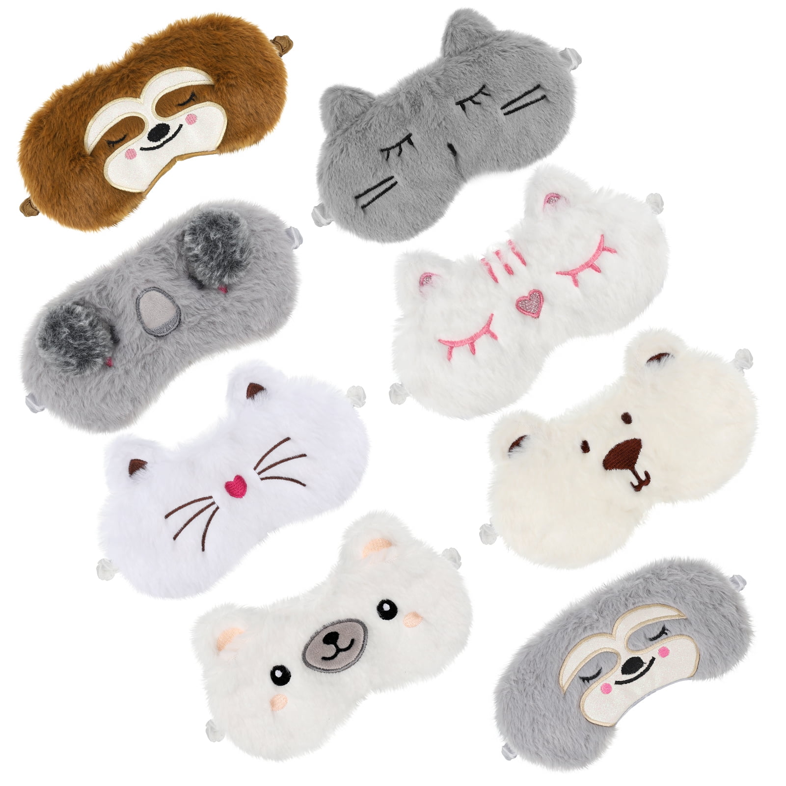 Mezeic Sleep Mask Cute Design for Sleeping Cartoon Soft Plush Blindfold  Funny Animal Eye Cover for Kids Girls Teens Women and Adult Eye Shade (Grey  Cat) F/Grey Cat