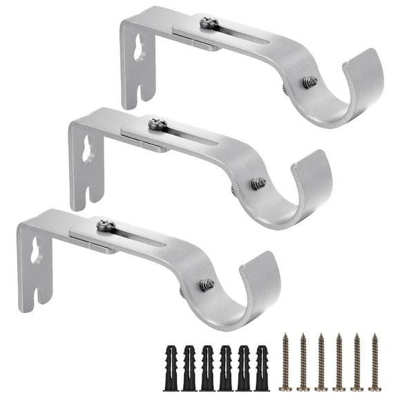 HEQUSIGNS Adjustable Curtain Rod Brackets, 3 Pack Drapery Rod Holders, Heavy Duty Curtain Rod Hanging Brackets, Extendable Wall-Mounted Metal Single Rod Bracket for 1 Inch Rod