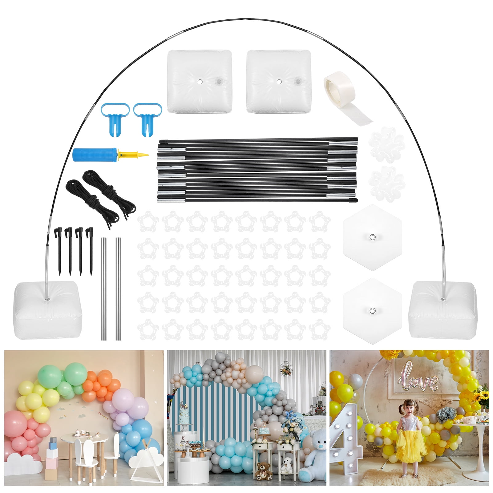Balloon Arch Kit, Balloon Arch Kit With Base, Hand Pump Ground Safety Rope  Nail Balloon Knotter, For Wedding, Birthday Party Supplies And Decorations