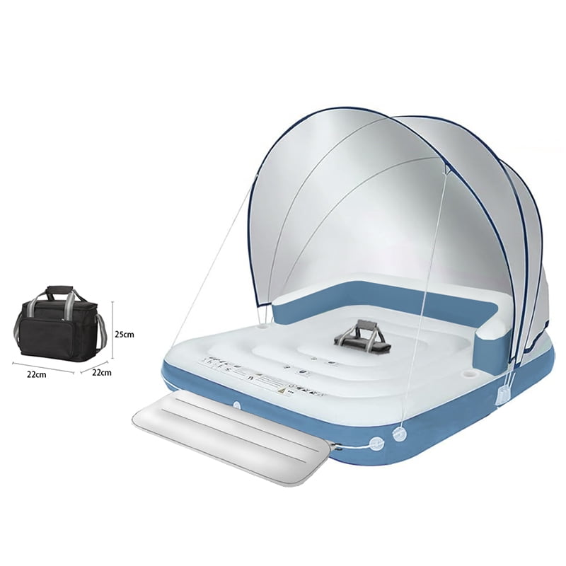 HEQUSIGNS Canopy Island Pool Float, 23 Person Giant Inflatable Pool