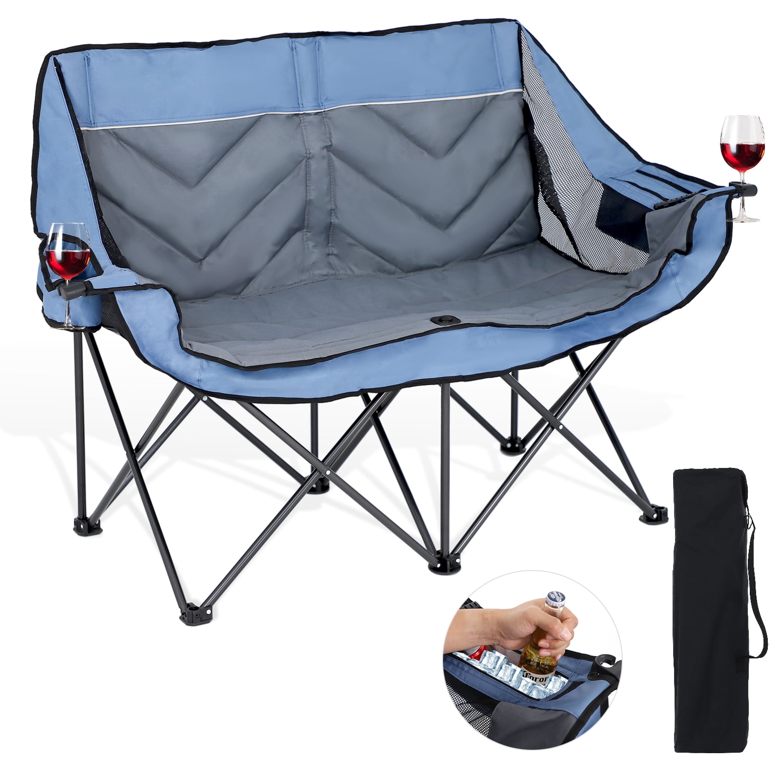 HEQUSIGNS Double Camping Chair Loveseat for Adults, Portable Folding Double Duo Camping Chair
